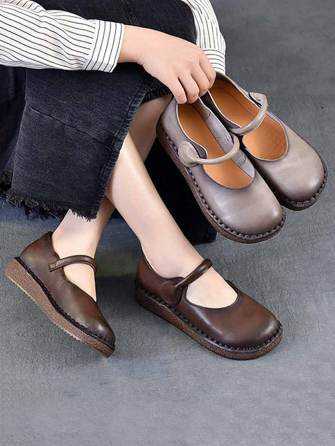 Women Spring Genuine Leather Low Heel Shoes