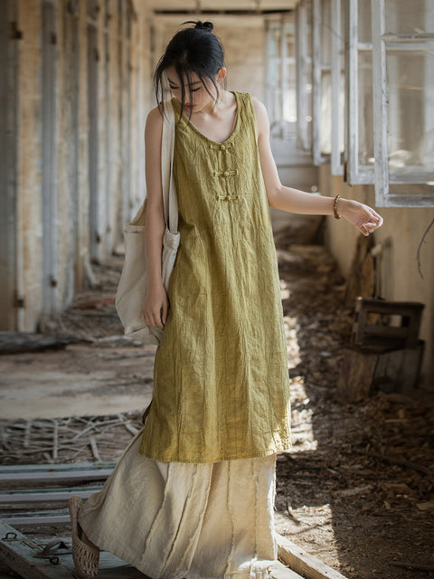 Vestido estilo chaleco con efecto tie-dye vintage de verano para mujer