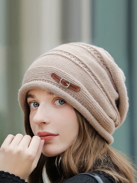 Gorro de punto cálido e informal de invierno para mujer