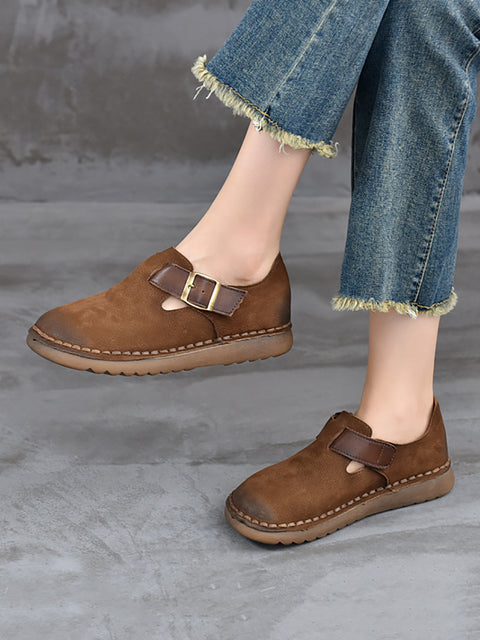 Women Spring Genuine Leather Flat Shoes