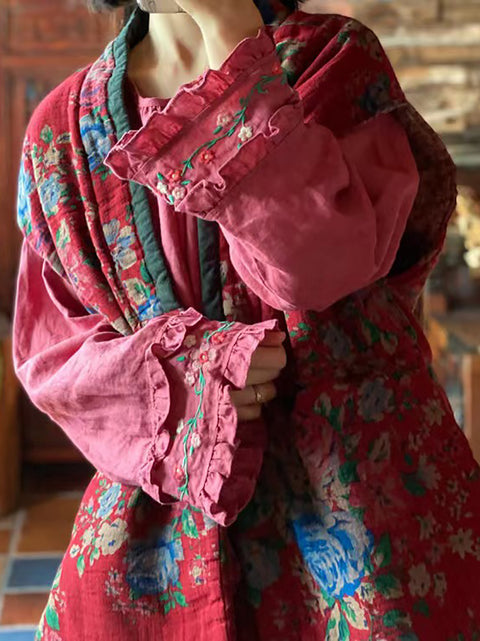 Chaleco de mujer con escote en V y estampado étnico de flores