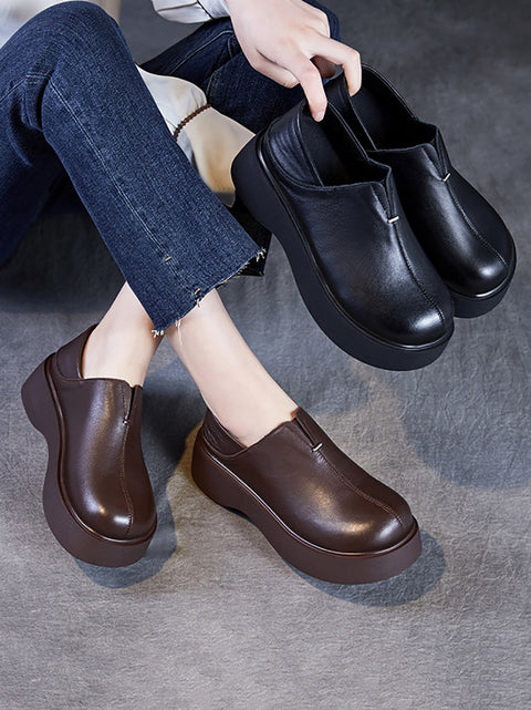 Women Casual Summer Soft Leather Platform Shoes