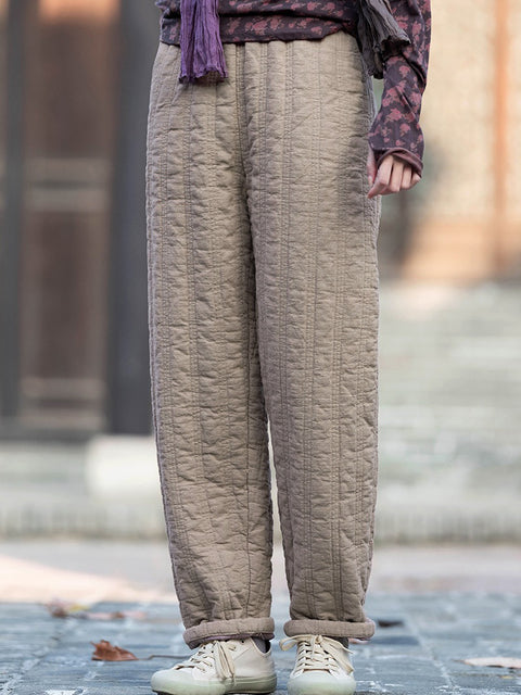 Pantalones acolchados gruesos y sólidos de invierno para mujer