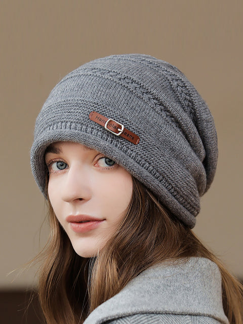 Gorro de punto cálido e informal de invierno para mujer