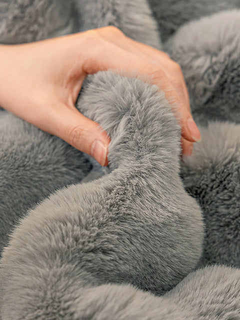 Solid Rabbit Wool Queen Bedcover Sofa Blanket