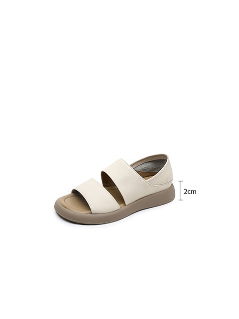 Mujer Verano Cuero Sólido Suave Plano Peep-toe Zapatos