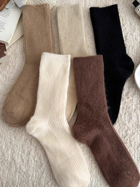 5 pares de calcetines de invierno cálidos y sólidos para mujer