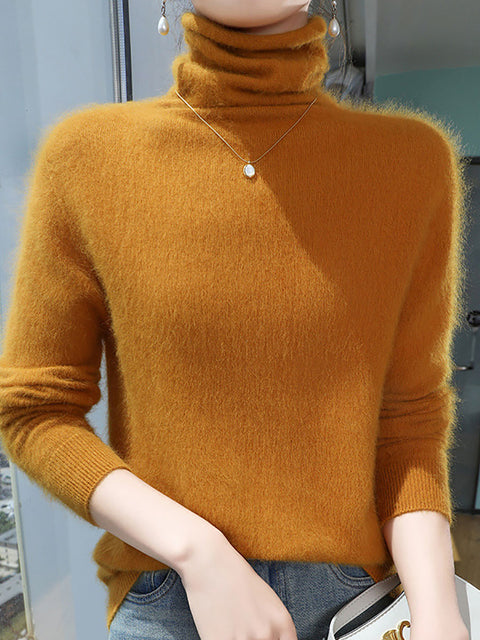 Women Autumn Turtleneck Soft Warm Knit Sweater