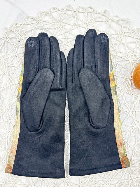 Guantes cálidos para exteriores con estampado de moda para mujer