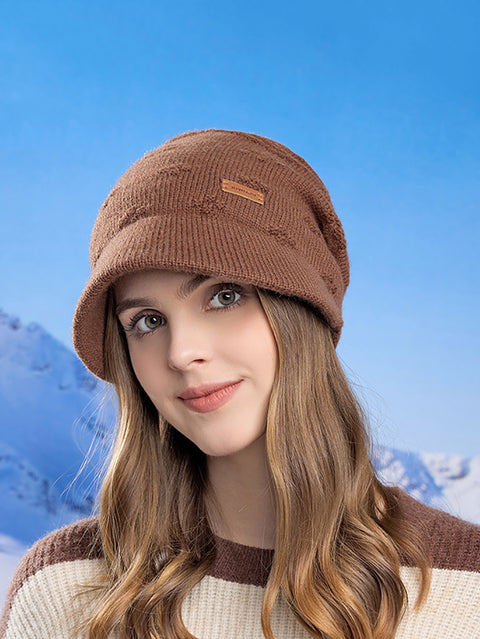 Gorro de punto liso cálido de invierno para mujer