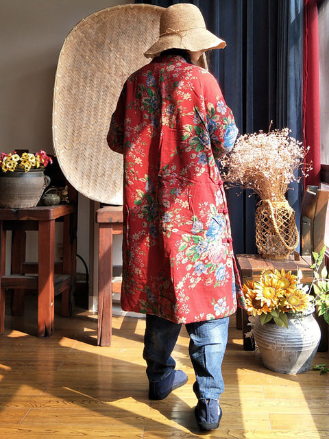 Vestido con cierre inclinado y flores étnicas para mujer