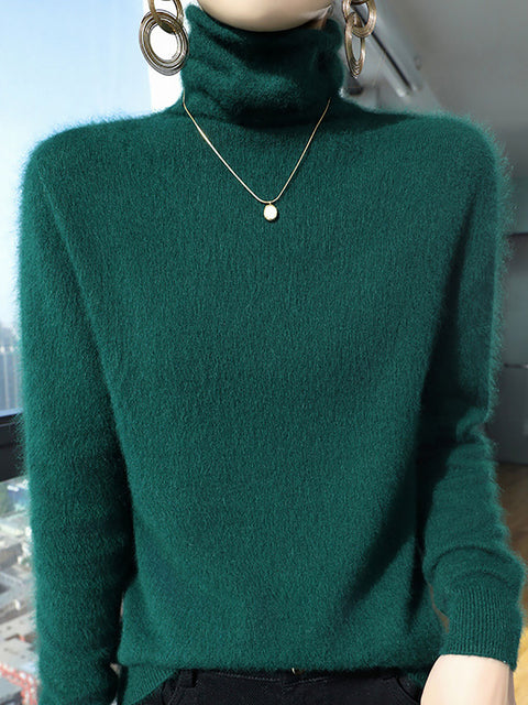 Women Autumn Turtleneck Soft Warm Knit Sweater