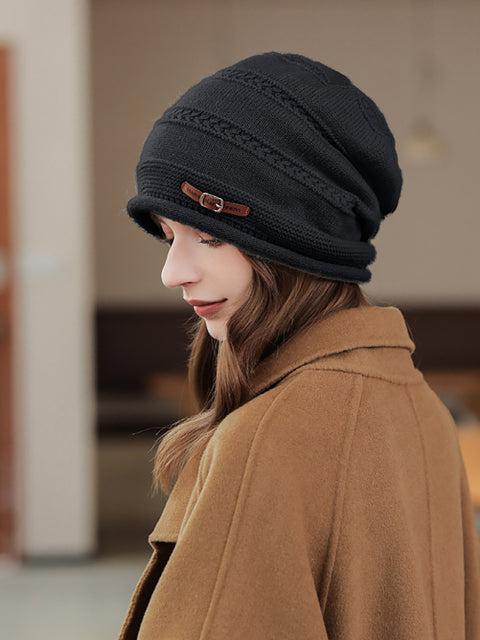 Gorro de punto cálido e informal de invierno para mujer