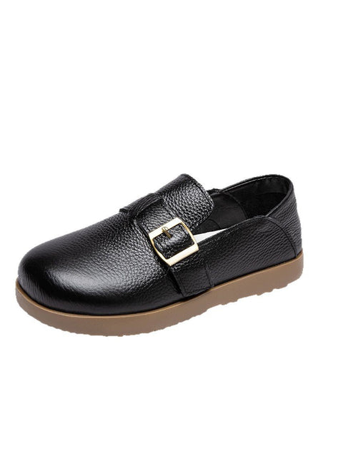 Zapatos planos casuales de cuero genuino suave para mujer