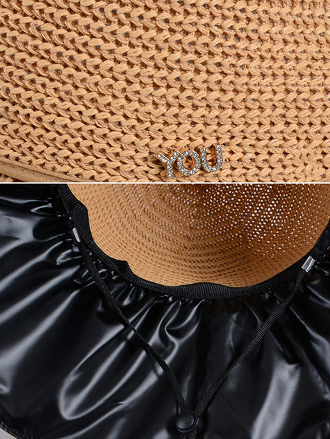 Sombrero de verano para mujer, de estilo a la moda, con empalmes y protección solar