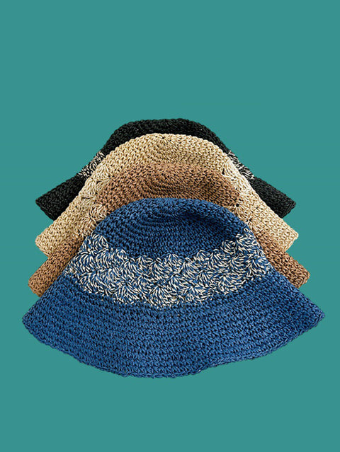 Women Summer Artsy Straw Sunproof Fishman Hat