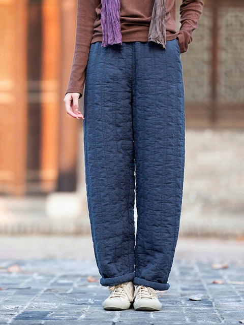 Pantalones acolchados gruesos y sólidos de invierno para mujer