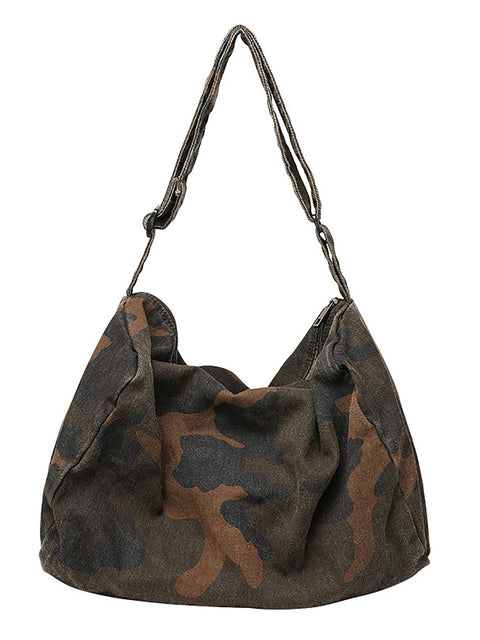 Women Artsy Camouflage Washed Shoulder Bag Crossbody Bag