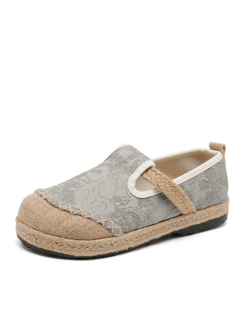 Women Ethnic Cotton Linen Jacquard Flat Shoes