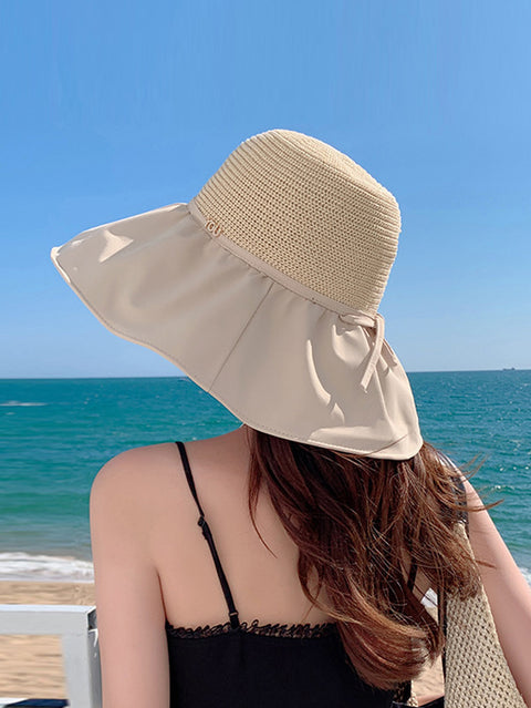 Sombrero de verano para mujer, de estilo a la moda, con empalmes y protección solar