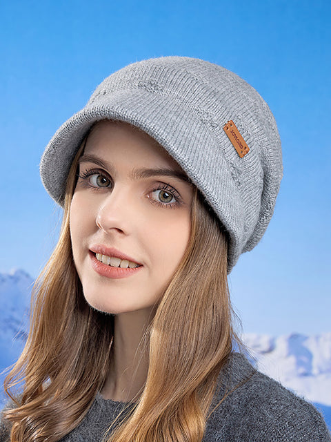 Gorro de punto liso cálido de invierno para mujer