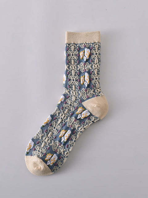 7 parejas de calcetines Jacquard Women Vintage