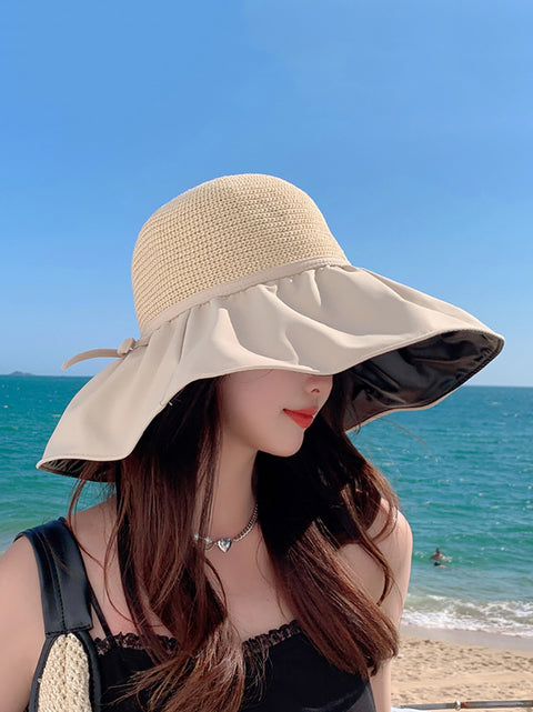 Sombrero de verano para mujer, de estilo a la moda, con empalmes y protección solar