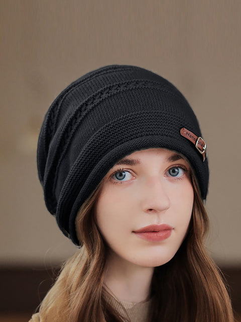 Gorro de punto cálido e informal de invierno para mujer