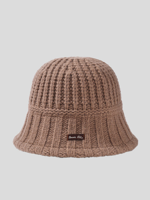 Gorro cálido con parche tejido a la moda de color puro de invierno