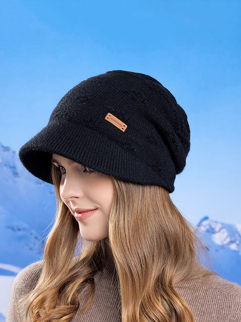 Gorro de punto liso cálido de invierno para mujer