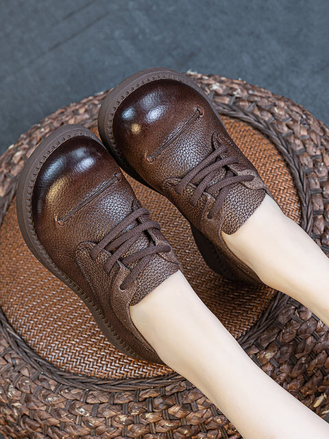 Zapatos de tacón bajo con correa de cuero genuino para mujer para primavera