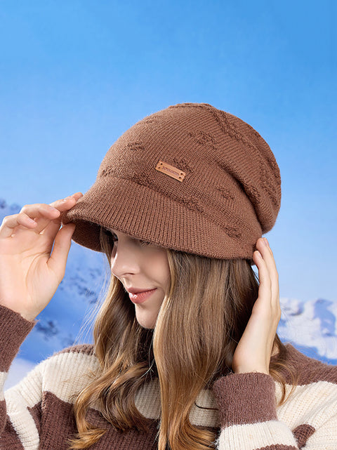 Gorro de punto liso cálido de invierno para mujer