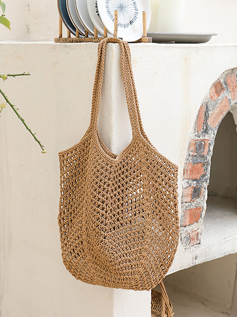 Bolso de hombro de punto con recortes artísticos de verano para mujer