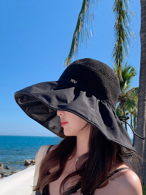 Sombrero de verano para mujer, de estilo a la moda, con empalmes y protección solar