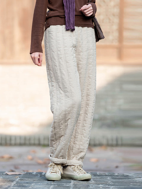 Pantalones acolchados gruesos y sólidos de invierno para mujer