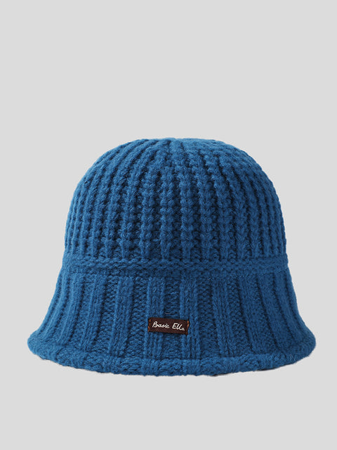 Gorro cálido con parche tejido a la moda de color puro de invierno