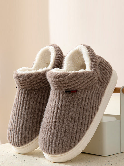 Couple Solid Indoor Warm Fleece Shoes