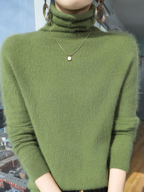 Women Autumn Turtleneck Soft Warm Knit Sweater