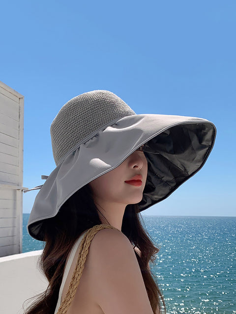 Sombrero de verano para mujer, de estilo a la moda, con empalmes y protección solar