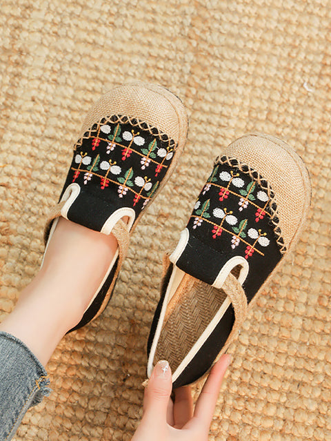 Women Spring Cotton Linen Embroidery Shoes