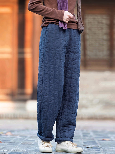 Pantalones acolchados gruesos y sólidos de invierno para mujer