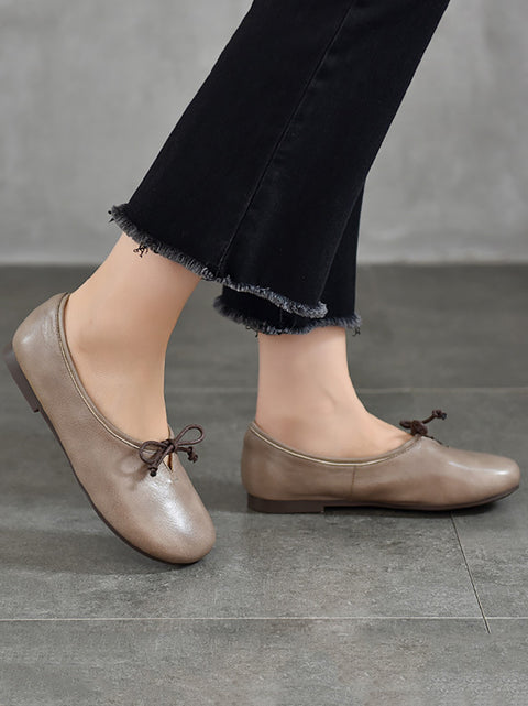 Zapatos casuales de tacón bajo de piel auténtica para mujer