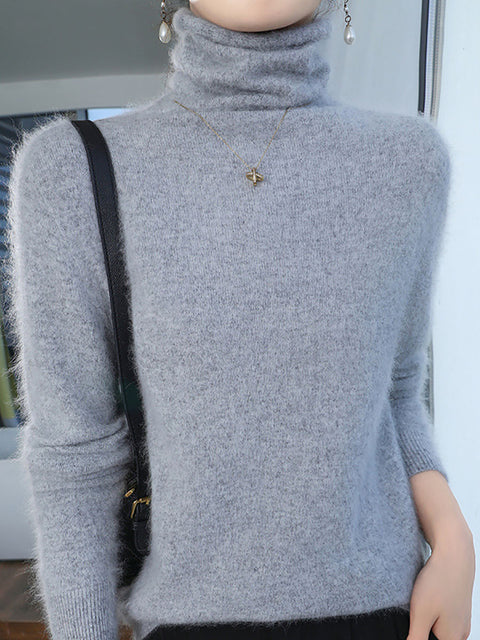 Women Autumn Turtleneck Soft Warm Knit Sweater