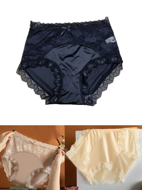 3 Pieces Women Pure Color High Waist Lace Underwear