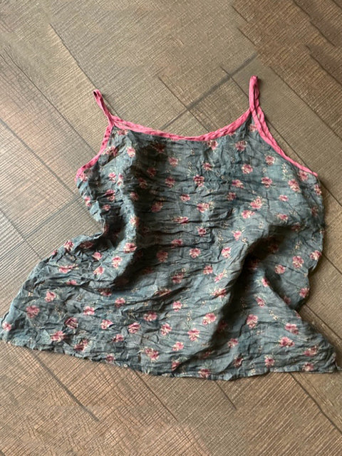 Chaleco de verano con estampado vintage 100 % ramio para mujer de talla grande