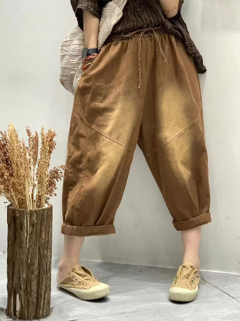 Pantalones harén holgados con empalmes vintage de verano para mujer