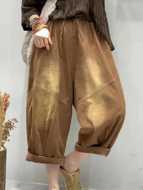 Pantalones harén holgados con empalmes vintage de verano para mujer