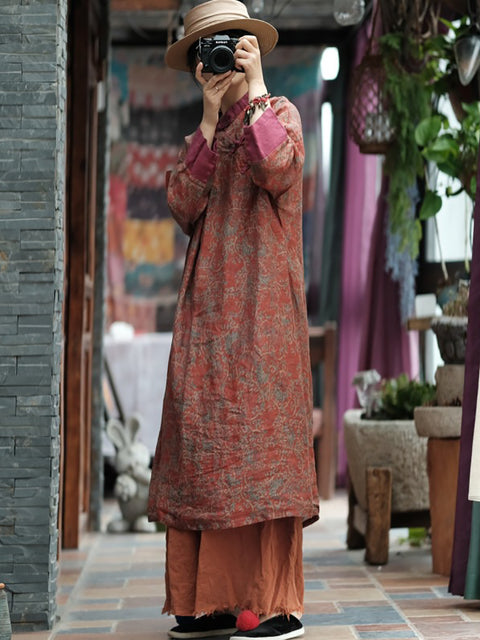 Vestido de verano vintage con estampado floral y ramio para mujer