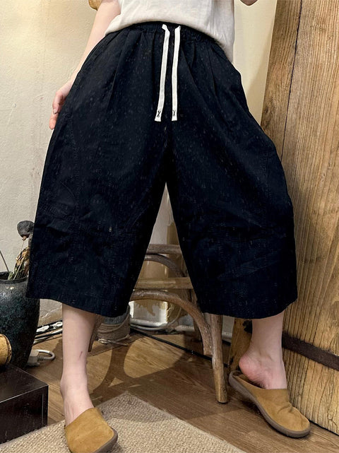 Pantalones casuales de verano de talla grande para mujer, de pierna ancha y hasta la pantorrilla, lisos