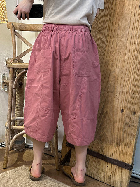 Pantalones casuales de verano de talla grande para mujer, de pierna ancha y hasta la pantorrilla, lisos